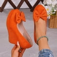 thumbnail image 4 of Orange Womens Block Heel Shoes Round Toe High Heel Thick Sole Comfortable Non Slip Soft Sole Bow Durable Lightweight Breathable All Day Walking Use, 4 of 8