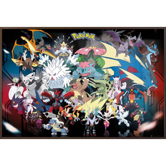 Pokemon - Framed TV Show / Gaming Poster / Print (The Mega Evolutions / Collage) (Size: 36" x 24")