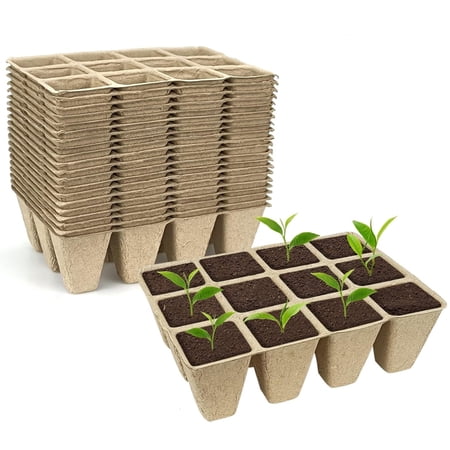 120 Cells Seed Starter Tray Topboutique Biodegradable Peat Pots for Seedlings Trays 10 Packs Plant Starter Seed Pots Organic Germination Plant Starter for Outdoor or Indoor Herb Garden Nursery