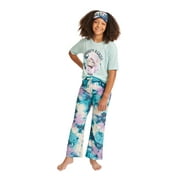 Justice Girls Short Sleeve Top and Long Pant Pajama Set with Sleep Mask, 2-piece Set, Sizes 5-18 and Plus
