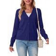 thumbnail image 3 of JWD Womens Cardigan Open Front Button Down Long Sleeve Knit Sweater Top Lightweight Casual Layering Cardigan Navy Blue S, 3 of 4