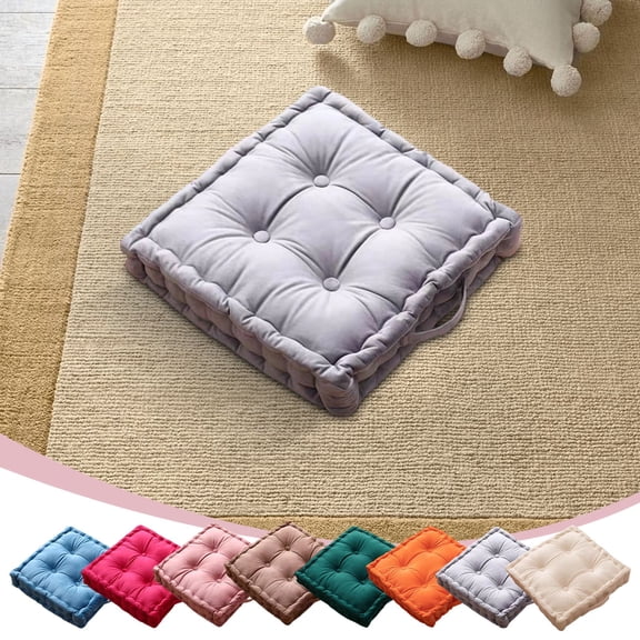 Thick Floor Cushion with Handles, Soft Floor Pillow Seat and Sofa Mat, Comfortable Cushion for Easter Decor/Bedroom/Meditation, Washable Floor Pillow that Provides Extra Seating, 18*18in, Hot Pink