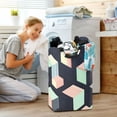 thumbnail image 5 of Yayeee Freestanding Laundry Hamper with Handle Collapsible Large Storage Basket for Clothes, Black Cubes, 5 of 7
