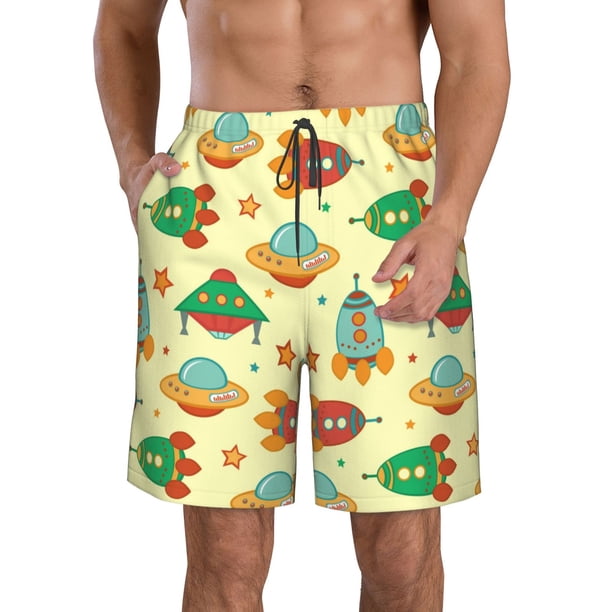 Balery Colorful Outer Space Traje de Baño Estilo Hawaiano para Hombre, Shorts de Secado Rápido con Bolsillos-XX-Large