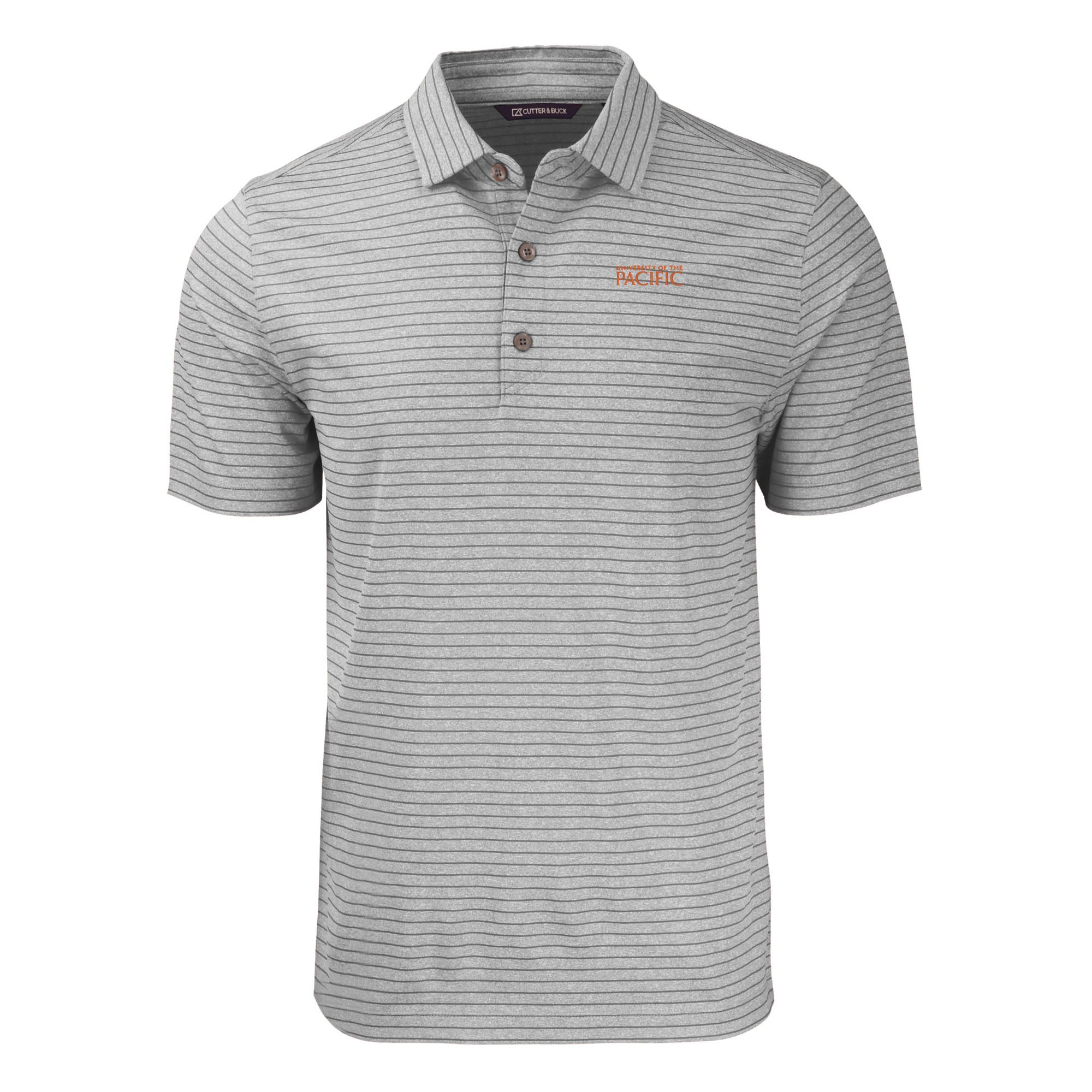 Men's Cutter & Buck  Heather Gray Pacific Tigers Big & Tall Forge Eco Heather Stripe Stretch Recycled Polo - image 2 of 3