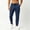Navy, variant on Men Drawstring Elastic High Waist Front Split Seam Cuffed Ankle Quick Dry Woven Jogger Pants Deep Side Slip Pockets Wrinkle Free Lightweight Urban Daily Casual Trousers XS