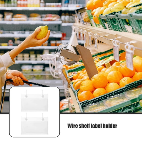 LEXSOMEO 20PCS Clear Plastic Price Tag Holders with Double Snap Lock Closure Transparent Label Clips for Retail Shop Pantry and Market Shelves and Baskets