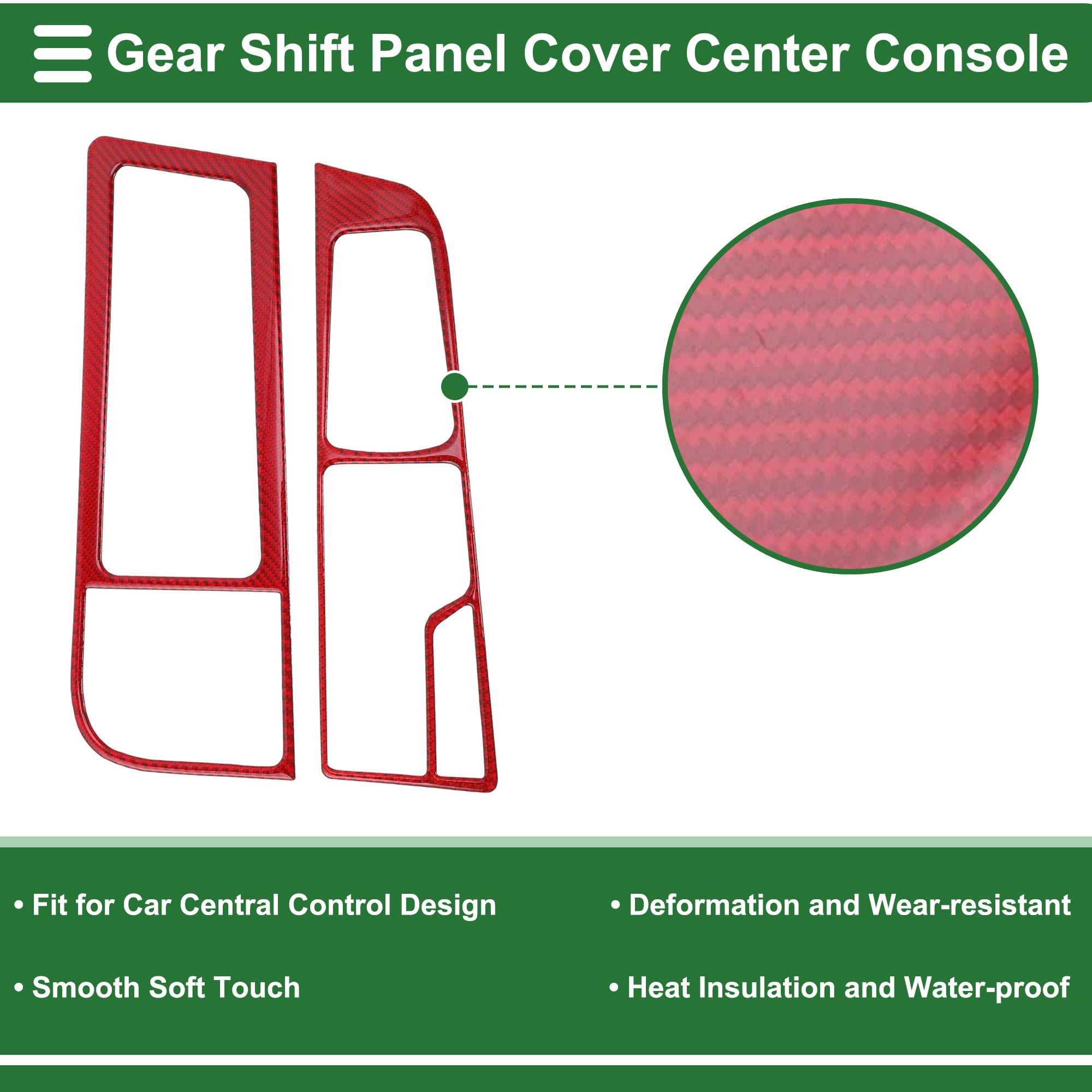 Unique Bargains Central Control Gear Shift Panel Trim Cover for Hyundai Sonata 2015-2017 Gear Shift Control Anti-Scratch Panel Sticker Carbon Fiber Red Half Pack Trim