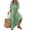 Light Green, variant on AURA Women Bohemian Print Maxi Dress V Neck Loose Waist, 3 4 Sleeve Polyester S-XXL