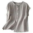 thumbnail image 2 of ClodeEU Women's Short Sleeved Shirt，Folded edge Shirts ,Temperament Single Breasted Shirt Gray,Womens Plus M, 2 of 9