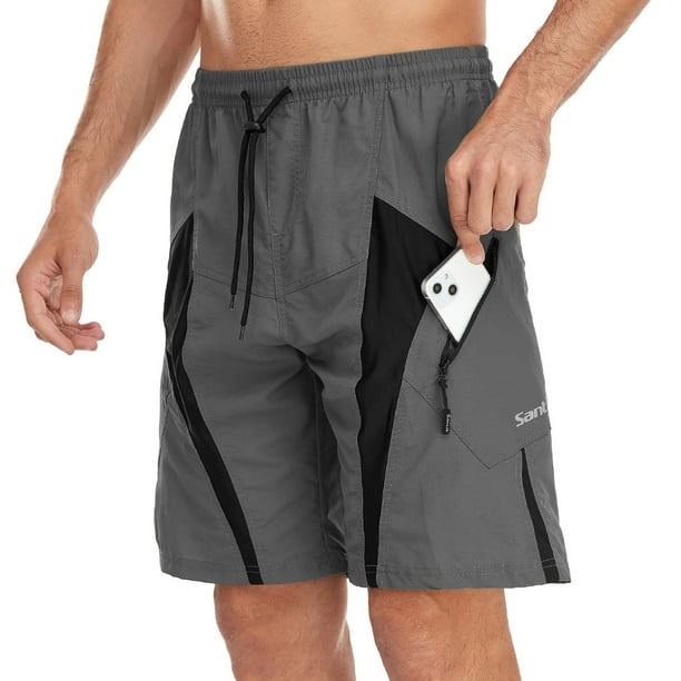 Santic Men's Cycling Shorts Quick Dry Bicycle Pants with MTB Shorts LooseFit Padded