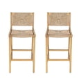 thumbnail image 3 of Christopher Knight Home Boho 28” Outdoor Wicker Barstools, Solid Wood Frame, Natural, Set of 2, 3 of 10