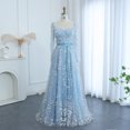 thumbnail image 2 of Sharon Said Robe de Soirée de Luxe 3D Fleur Grise Manches Longues pour Femmes Mariage Fête Élégante Arabe Ligne A Formelle SS353, 2 of 4