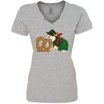 thumbnail image 3 of Inktastic Cute Hedgehog with Pretzel Women's V-Neck T-Shirt, 3 of 5