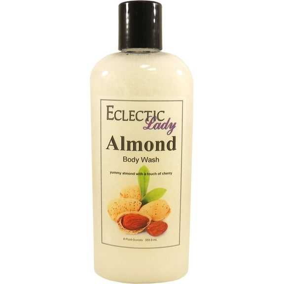 Almond Body Wash by Eclectic Lady, Liquid Shower Gel for Women and Men, 8 Ounces