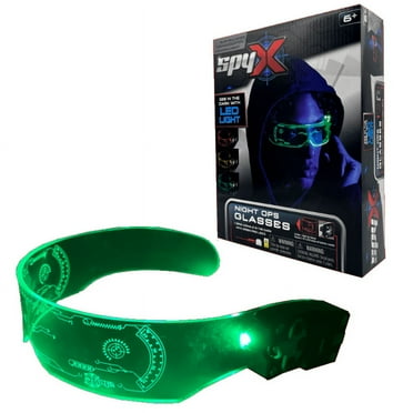 SpyX Night Ops Glasses - Hi-Tech Spy Toy Gadget for Spy Kids Night Mission. Dual LED Lights: White Spotlight & 3-Color Silent Signal Lights. Mission Graphics Etched Into Surface