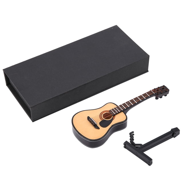 Modelo de guitarra de madera en miniatura para exhibir, miniadornos, manualidades, decoración del hogar (16 cm)