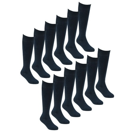 

12 Pair Multipack Girls Knee High Bamboo Socks | Sock Snob | Soft Plain Long School Socks for Kids