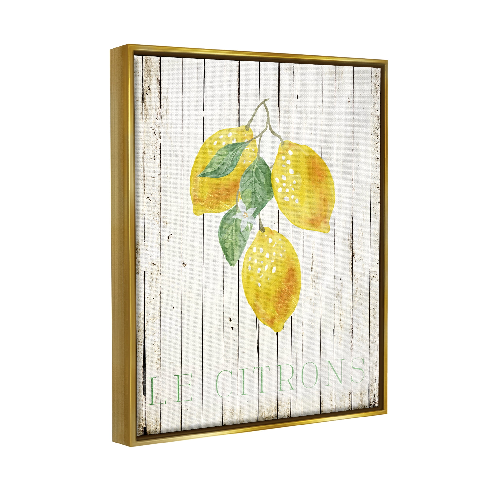 Stupell Le Citrons Lemon Fruits Rustic Food & Beverage Painting Gold Floater Framed Art Print Wall Art