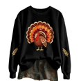 thumbnail image 3 of Womens Thanksgiving Day Crew Neck Sweatshirts Trendy Turkey Printed Pullovers Causal Fall Long Sleeve Graphic Tops Black L, 3 of 6
