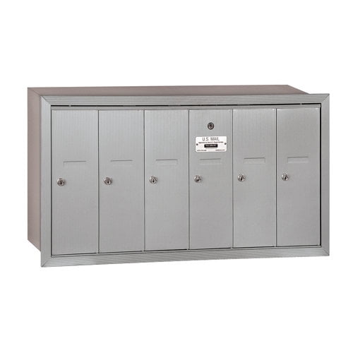 Vertical Mailbox - 6 Doors - Sandstone - Recessed Mounted - USPS Access