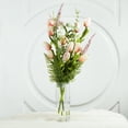 thumbnail image 2 of Enova Home Artificial Flowers Mixed Silk Tulip Fake Flowers Arrangement in Rectangle Glass Vase with Faux Water for Home Office Wedding Decoration (Peach), 2 of 3