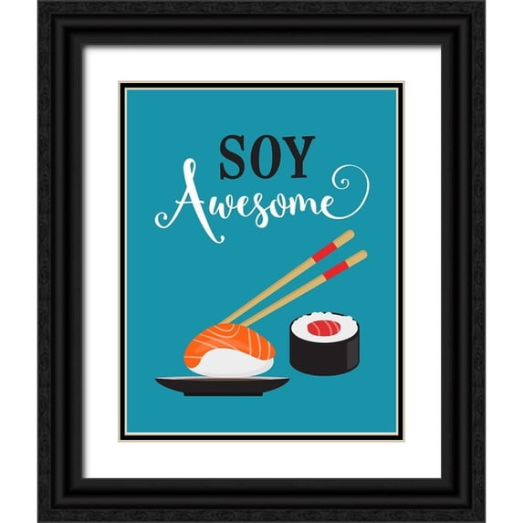 Robinson, Tamara 12x14 Black Ornate Wood Framed with Double Matting Museum Art Print Titled - Soy Awesome Sushi
