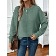 thumbnail image 4 of Womens Sweaters Fall Casual Long Sleeve Light-Weight Oversized Pullover Sweater Tops Mint Green L, 4 of 7