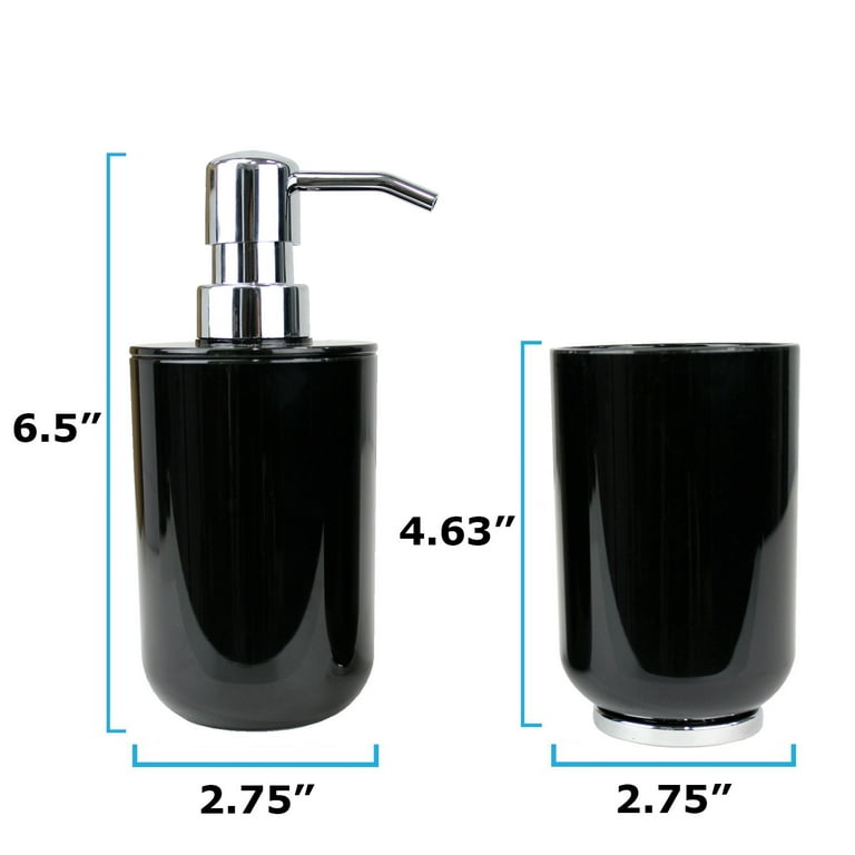 Zexzen Matte Black Bathroom Accessories Set 5 Piece, Black Bathroom Sets Accessories with Soap Dispenser, Toothbrush Holder, Soap Dish, Tumbler Cup