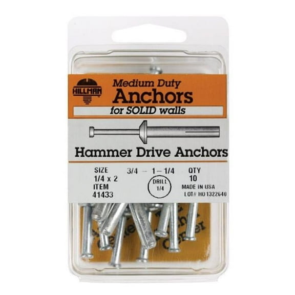 Hillman 41433 0.25 x 2 in. Hamdri Zamac Nailin Anchor- pack of 5