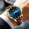thumbnail image 5 of Reloj LIGE Reloj de cuero de lujo para hombre dorado y azul, 5 of 5