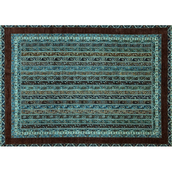 Ahgly Company Indoor Rectangle Abstract Light Blue Modern Area Rugs, 5' x 8'