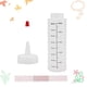 thumbnail image 3 of Baaxxango Paquete de 12 botellas de plástico de 8 oz/240 ml, botella de plástico con escala de polietileno, plástico duradero con tapa de punta roja y escala negra para salsas de ketchup, aderezos de, 3 of 5