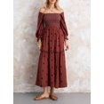 thumbnail image 3 of Suealasg Women Summer Casual Long Dress 3D Embroidered Flowers Square Neck Puff Sleeve Dress Fashion Backless A-line Dress, 3 of 9