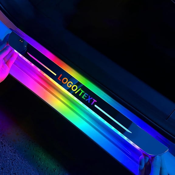 LED Door Sills for Car Magnetic, Personalized LED Car Door Sills, Waterproof Car Pedal Lights, Auto-Sensing Welcome Lights, Custom Logo or Text, Fit for All Cars and Trucks