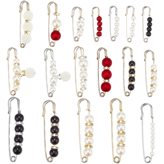 18 piezas broche de perlas de imitación alfileres suéter chal clips perlas artificiales broche alfileres de seguridad elegante perla cardigan collar broche clips para mujeres