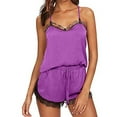 thumbnail image 4 of ICHUANYI Women Sleepwear Sleeveless Strap Nightwear Lace Trim Satin Cami Top Pajama Sets, 4 of 8