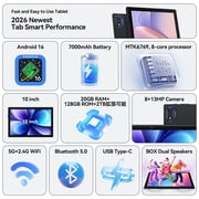Android 16 Tablet 10 inch Tablets, 20GB RAM 128GB ROM 2TB Expand, 2.0Ghz CPU Octa-Core Processor Tablet PC, 5G WiFi6, BT5.0, 7000mAh Battery, Dual Camera, Widevine L1, GMS
