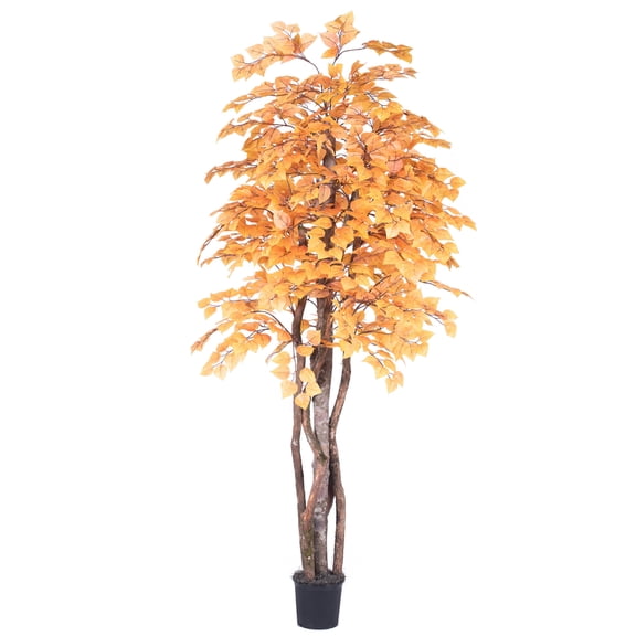 Vickerman 6' Artificial Golden Aspen Executive, Black Plastic Pot