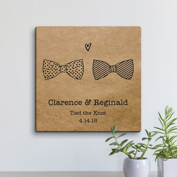 Tied The Knot Bowtie Personalized 12 x 12 Canvas