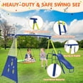 thumbnail image 6 of 5-in-1 Metal Swing Set for Backyard, Kids Outdoor Playground Playset with Slide, Saucer & Single Belt Swings, Basketball Hoop + Soccer Goal, Heavy Duty A-Frame for Ages 3–10, 6 of 8