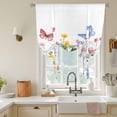 thumbnail image 3 of Pink Blue Yellow Floral Tie Up Curtain 63 Inches Long, Butterfly Wildflower Balloon Style Kitchen Window Curtain Over Sink, Small Window Rod Pocket Curtain 52"x63", 3 of 9