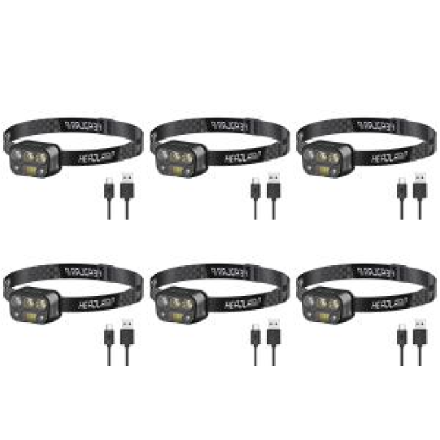 Linterna con cabezal de carga USB linterna de emergencia Sensor de movimiento tipo C para escalada