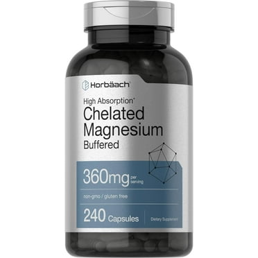 Chelated Magnesium | 360mg | 240 Capsules | by Horbaach