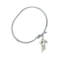 thumbnail image 2 of 5 3/4 inch Oval Eye Hook Bangle Bracelet w/ Guardian Angel medal charm w/ August Green Swarovski Crystal, 2 of 3