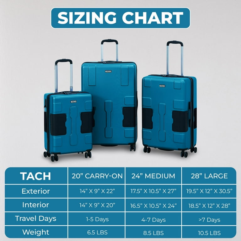 TACH V3 Large 3 Piece Connectable Hardside Carry-On Suitcase Set