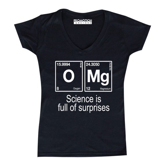 P&B OMG Element Science is Full of Surprises Women's V-neck, Black, L