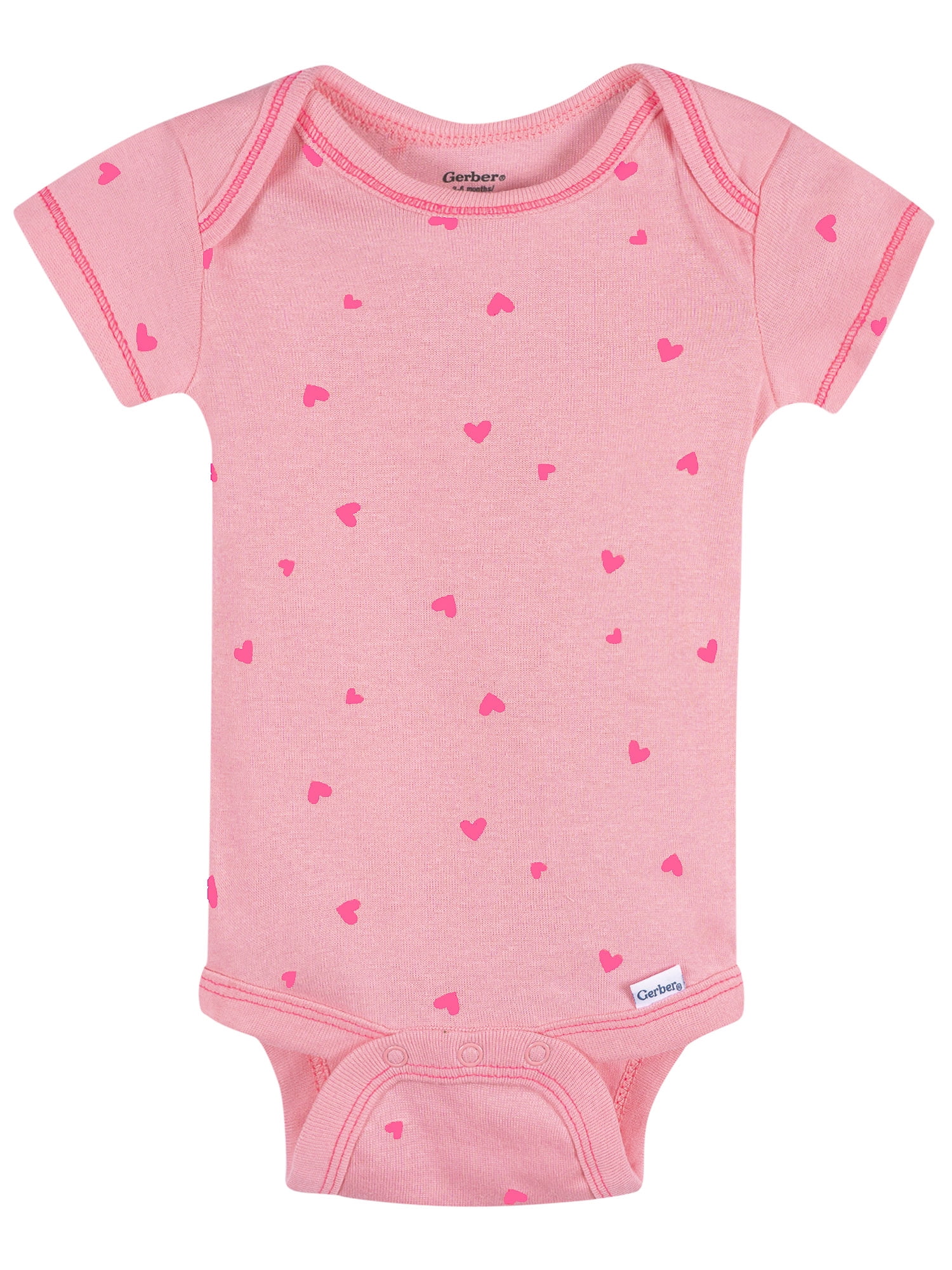 Gerber Baby Girl Short Sleeve Cotton Onesies, 2-Pack, Sizes Newborn - 12 Months