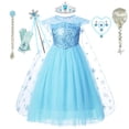 thumbnail image 2 of Disney Frozen Girls Elsa Cosplay Disfraz de Halloween Niños Princesa Vestido con capa Carnaval Fiesta de cumpleaños Ropa de noche 2-10Y2T (Etiqueta 100) Gao Jinjia LED, 2 of 2