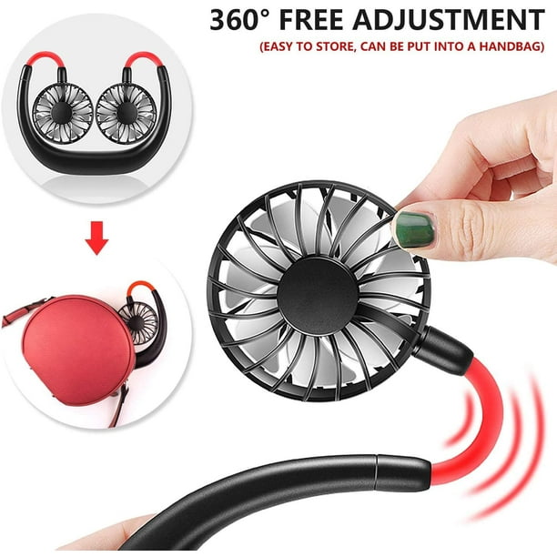 nuque - Ventilateur personnel mains libres - Design casque réglable -  Rechargeable par USB - Pour homme et femme - Extérieur et intérieur
